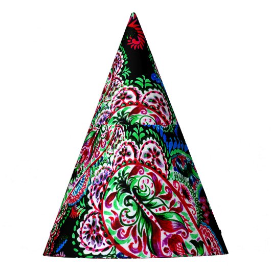 Paisley bloemenpatroon, etnische achtergrond. feesthoedjes (Voorkant)