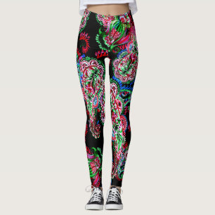 Paisley bloemenpatroon, etnische achtergrond. leggings