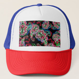 Paisley bloemenpatroon, etnische achtergrond. trucker pet