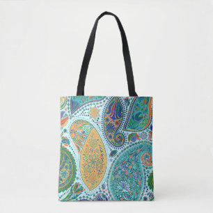 Paisley bloemmotief, etnische naadloze achtergron draagtas