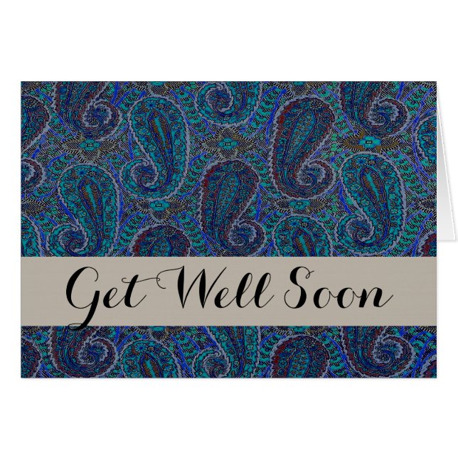 Paisley Blue Indian Boho Art Pattern (Voorkant Horizontaal)