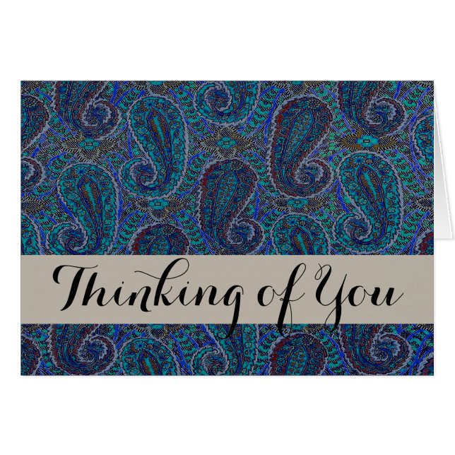 Paisley Blue Indian Boho Art Pattern (Voorkant Horizontaal)