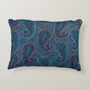 Paisley Blue Indian Boho Art Pattern Accent Kussen