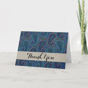 Paisley Blue Indian Boho Art Pattern Bedankkaart