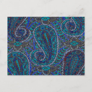 Paisley Blue Indian Boho Art Pattern Briefkaart
