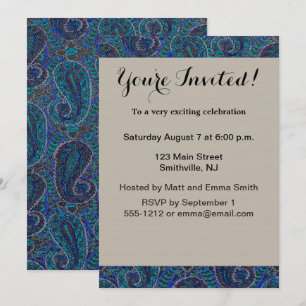 Paisley Blue Indian Boho Art Pattern Kaart