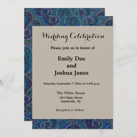 Paisley Blue Indian Boho Art Pattern Kaart (Voorkant / Achterkant)