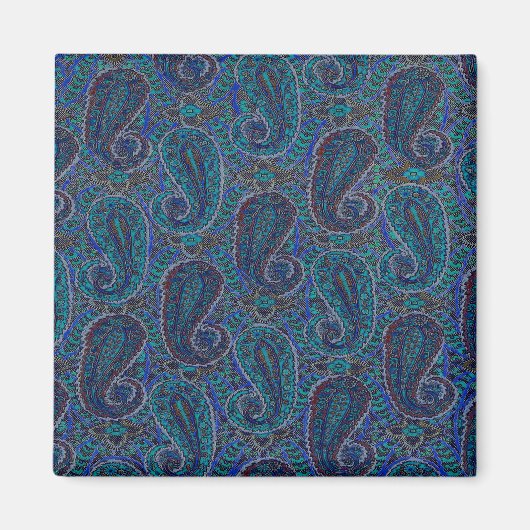 Paisley Blue Indian Boho Art Pattern Magneet (Voorkant)