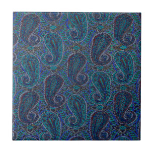 Paisley Blue Indian Boho Art Pattern Tegeltje