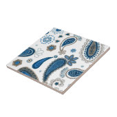 Paisley Blue White Bohemian Pattern Tegeltje (Zijkant)