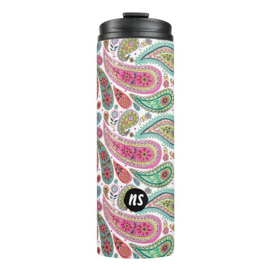 Paisley Bright Monogram | Thermische getumbler Thermosbeker (Voorkant)