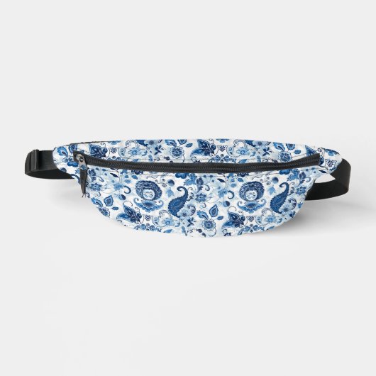 Paisley Bum sac Bleu et blanc Floral Fanny Pack (Recto)