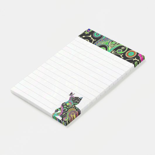 Paisley cat en vlinder post-it® notes (Schuin)