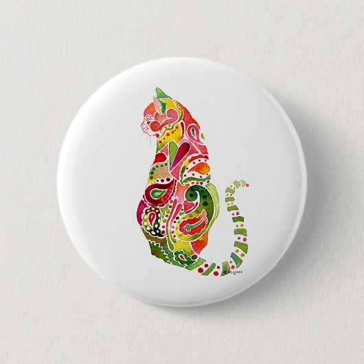 Paisley Cat Round Pin Ronde Button 5,7 Cm (Voorkant)