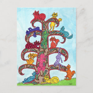 Paisley Cat Tree of Life Briefkaart