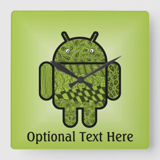 Paisley Character for the Android™ Robot Vierkante Klok (Voorkant)