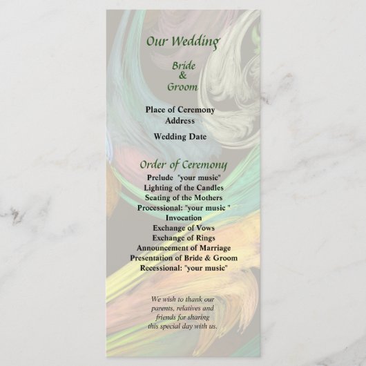 Paisley Closeup Wedding Programme (Devant)