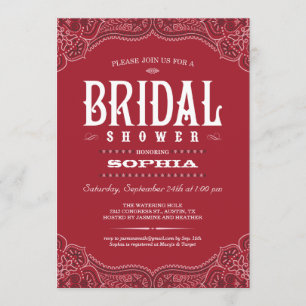 Paisley Cowgirl Bridal Shower-uitnodigingen Kaart