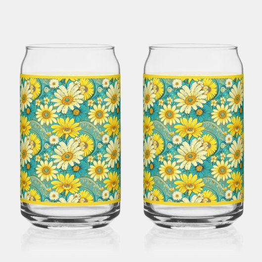 Paisley Daisy Soda Glass Blikvorm Glas (Voorkant)