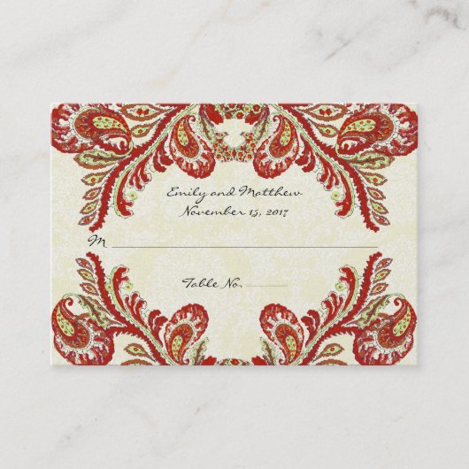 Paisley Damask Table Place-kaarten Plaatskaartje (Voorkant)