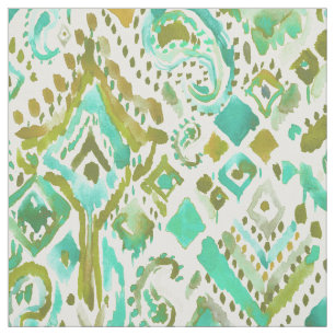 PAISLEY DAZE Mint Gold Tribal Stof
