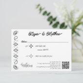 Paisley Diamond Simple Blanc Noir QR Code RSVP (Debout devant)