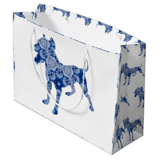 Paisley Dog No. 1 | Blue Gift Bag Large Cadeautasje