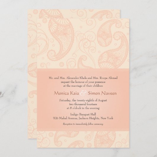 Paisley Dreams Bruiloft uitnodiging (Voorkant / Achterkant)