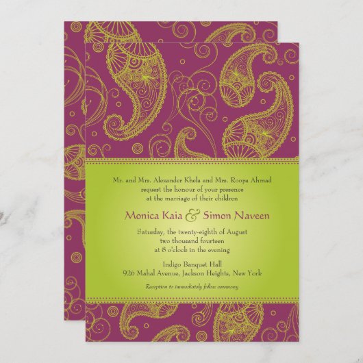 Paisley Dreams Faire-part de mariage (Devant / Derrière)