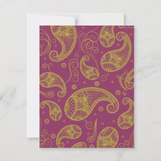 Paisley Dreams Mariage Response Invitation (Dos)