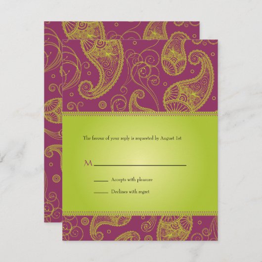 Paisley Dreams Mariage Response Invitation (Devant / Derrière)