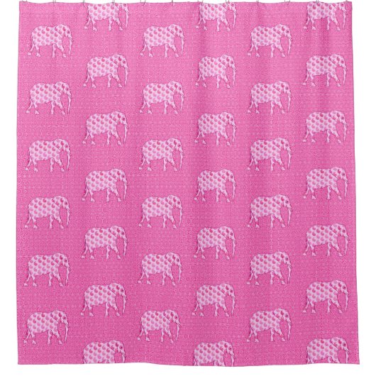 Paisley Elephant, Ice Pink en Fuchsia Douchegordijn (Voorkant)