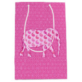 Paisley Elephant, Ice Pink en Fuchsia Medium Cadeauzakje (Voorkant)