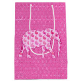 Paisley Elephant, Ice Pink en Fuchsia Medium Cadeauzakje (Achterkant)