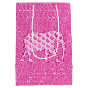 Paisley Elephant, Ice Pink en Fuchsia Medium Cadeauzakje
