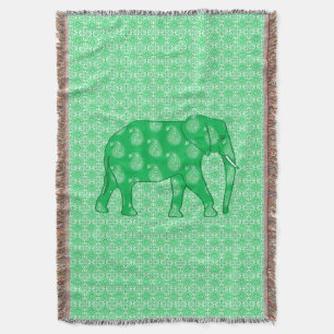 Paisley elephant - jade groen en wit deken