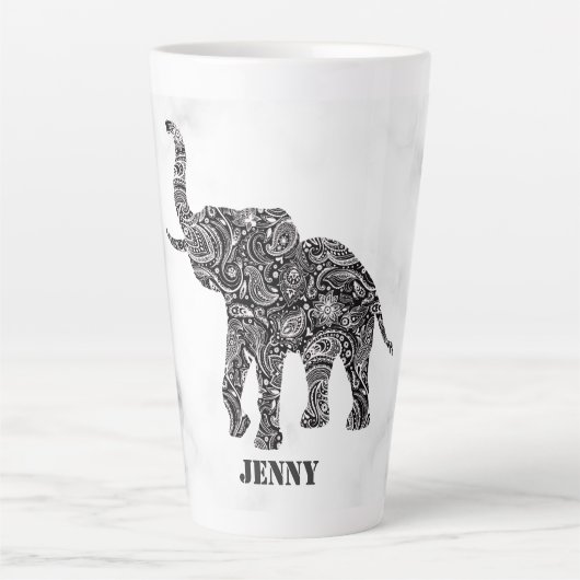 Paisley Elephant Latte Mok (Voorkant)