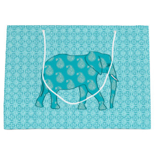 Paisley Elephant, Turquoise en Aqua Groot Cadeauzakje