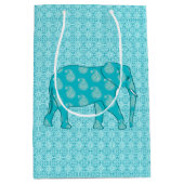 Paisley Elephant, Turquoise en Aqua Medium Cadeauzakje (Voorkant)