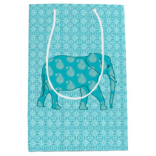 Paisley Elephant, Turquoise en Aqua Medium Cadeauzakje