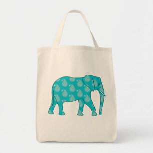 Paisley Elephant, Turquoise en Aqua Tote Bag