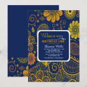 Paisley en bloemen uitnodiging (Voorkant / Achterkant)