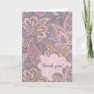 Paisley en bloemmotief bedankkaart
