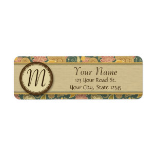 Paisley en Fan Flowers met monogram Etiket