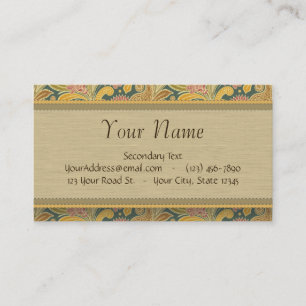 Paisley en Fan Flowers met monogram Visitekaartje