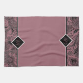 Paisley en or noir et rose monogramme serviette de (Horizontal)