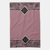 Paisley en or noir et rose monogramme serviette de (Vertical)