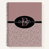 Paisley en or rose et Carnet en spirale noir (Devant)