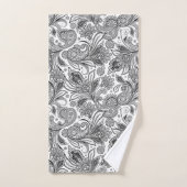 Paisley ethnique floral noir et blanc motif (Serviette à main)