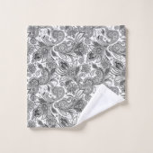 Paisley ethnique floral noir et blanc motif (Gant de toilette)
